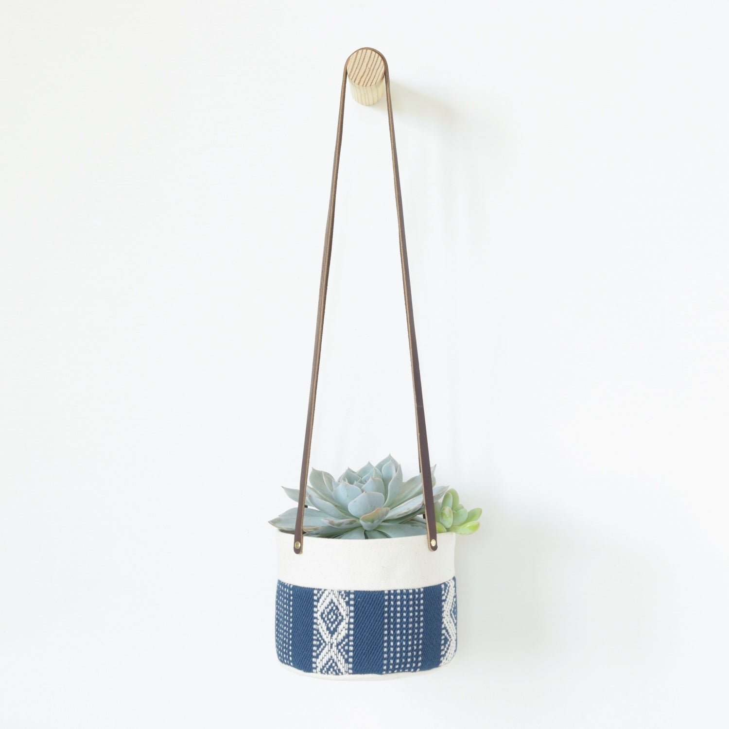 Hand woven Square Pot Holder | Wide Indigo Stripes